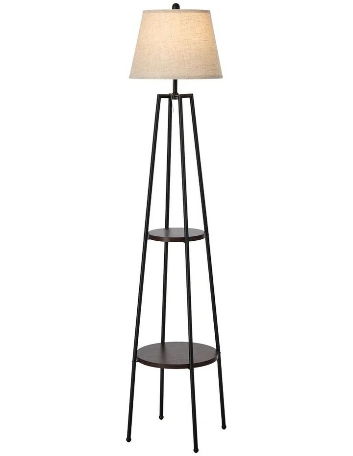 Oikiture Floor Lamps Fabric Shade Standing Lamp with Display Shelf image 2