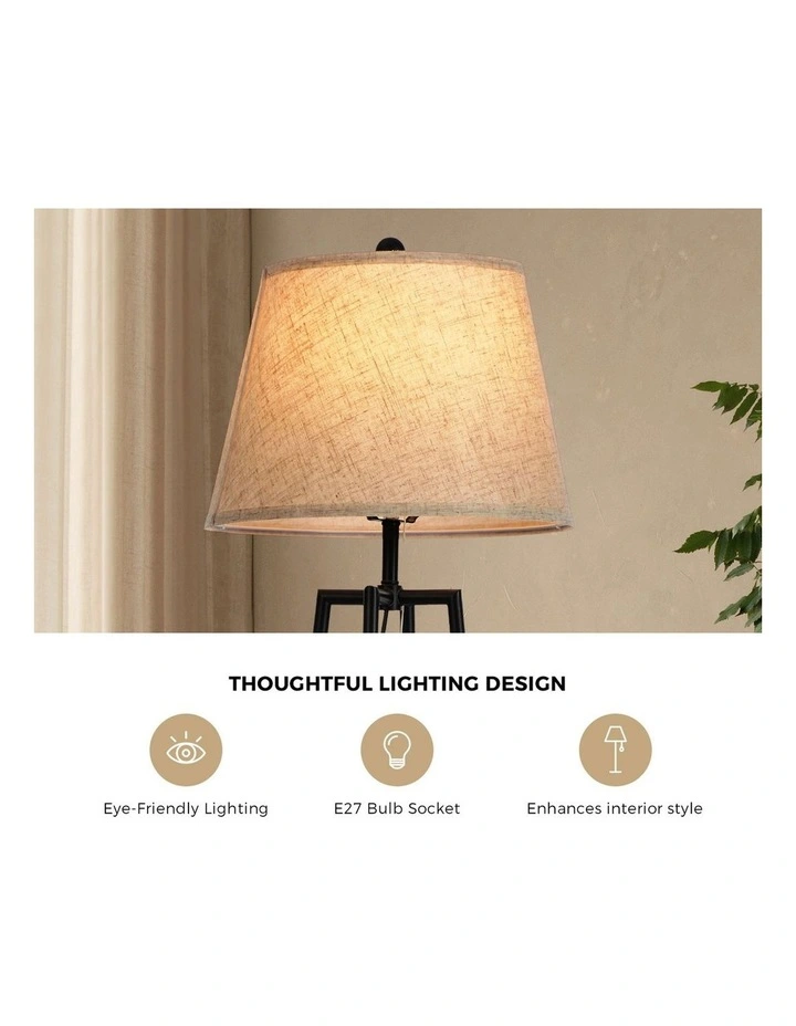Oikiture Floor Lamps Fabric Shade Standing Lamp with Display Shelf image 6