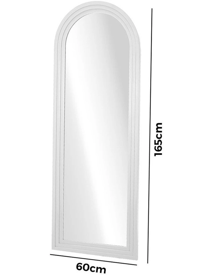 Oikiture Full Length Arch Mirror 165x60cm White Wood Wall Mounted Home Decor image 3