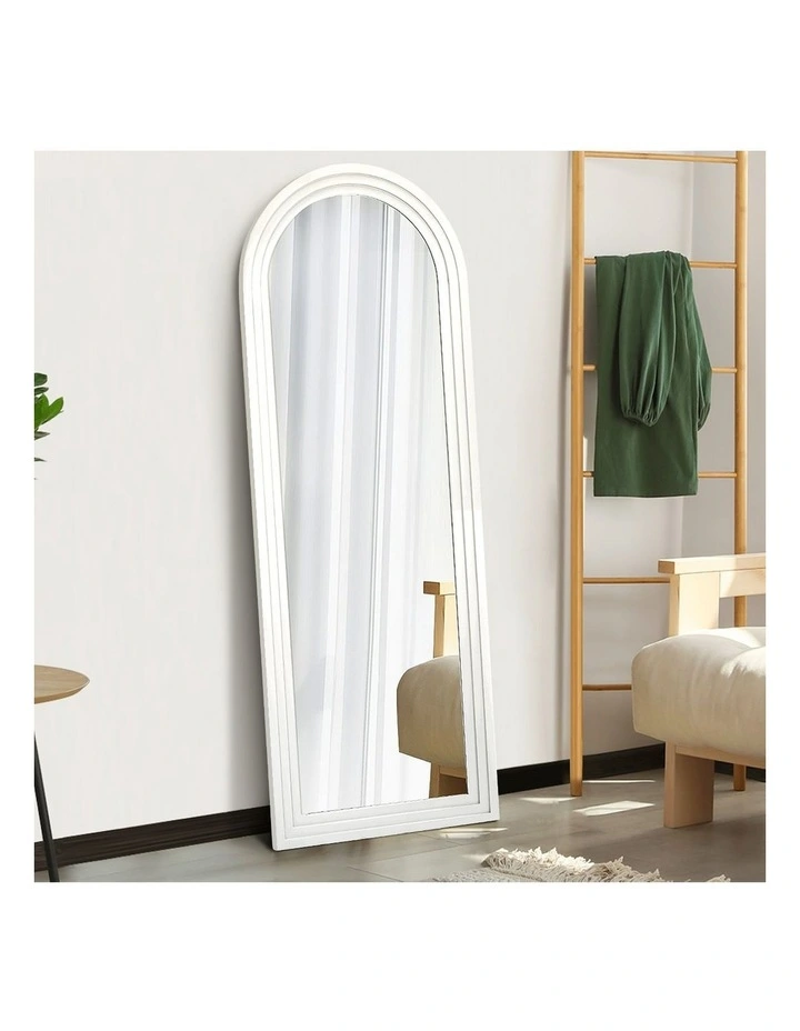 Oikiture Full Length Arch Mirror 165x60cm White Wood Wall Mounted Home Decor image 5