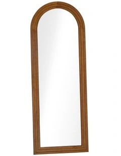 Oikiture Full Length Arch Mirror 165x60cm Walnut Wood Wall Mounted Home Decor