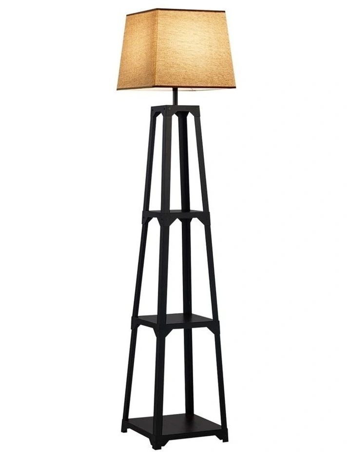Oikiture Floor Lamps Fabric Shade Reading Light with Display Shelf image 1