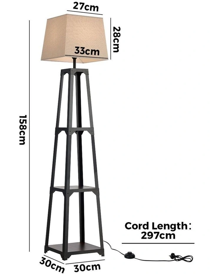 Oikiture Floor Lamps Fabric Shade Reading Light with Display Shelf image 3