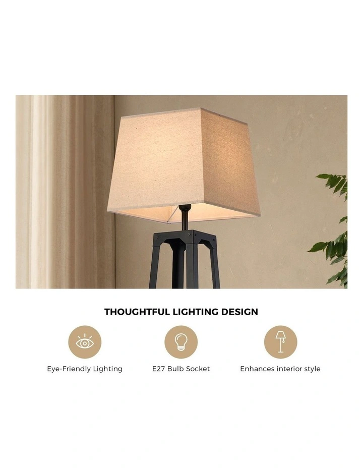 Oikiture Floor Lamps Fabric Shade Reading Light with Display Shelf image 6