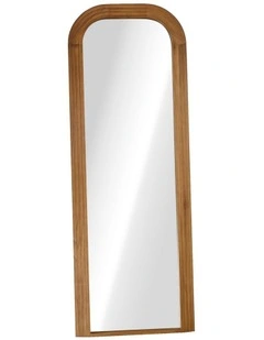 Oikiture Full Length Arch Mirror 165x60cm Walnut Wood Top Rounded Corner Bedroom