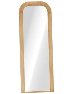 Oikiture Full Length Arch Mirror 165x60cm Natural Wood Top Round Corner Bedroom