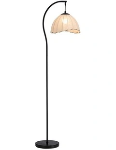 Oikiture Retro Floor Lamps Standing Lamp Fabric Shape Metal Frame