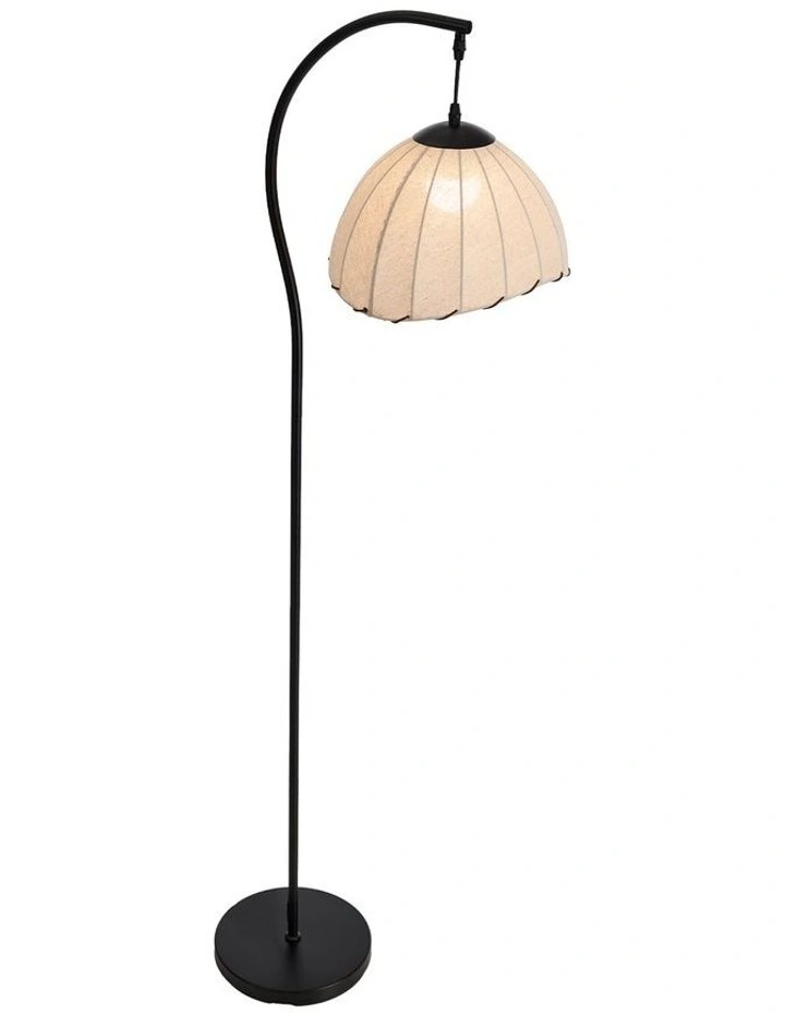 Oikiture Retro Floor Lamps Standing Lamp Fabric Shape Metal Frame image 2