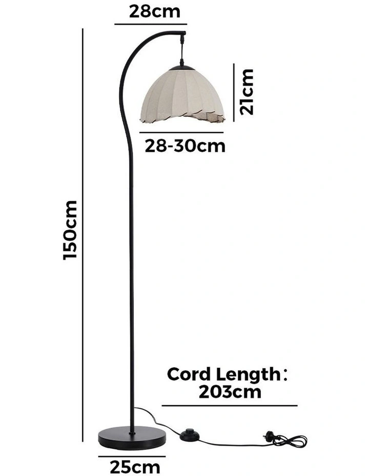 Oikiture Retro Floor Lamps Standing Lamp Fabric Shape Metal Frame image 3