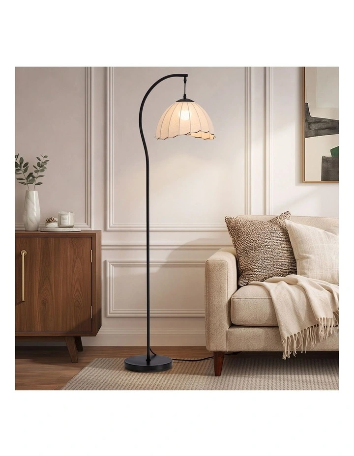 Oikiture Retro Floor Lamps Standing Lamp Fabric Shape Metal Frame image 4