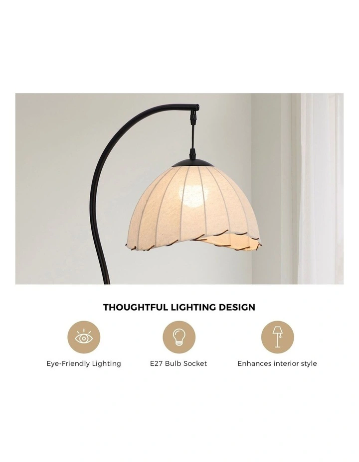 Oikiture Retro Floor Lamps Standing Lamp Fabric Shape Metal Frame image 6