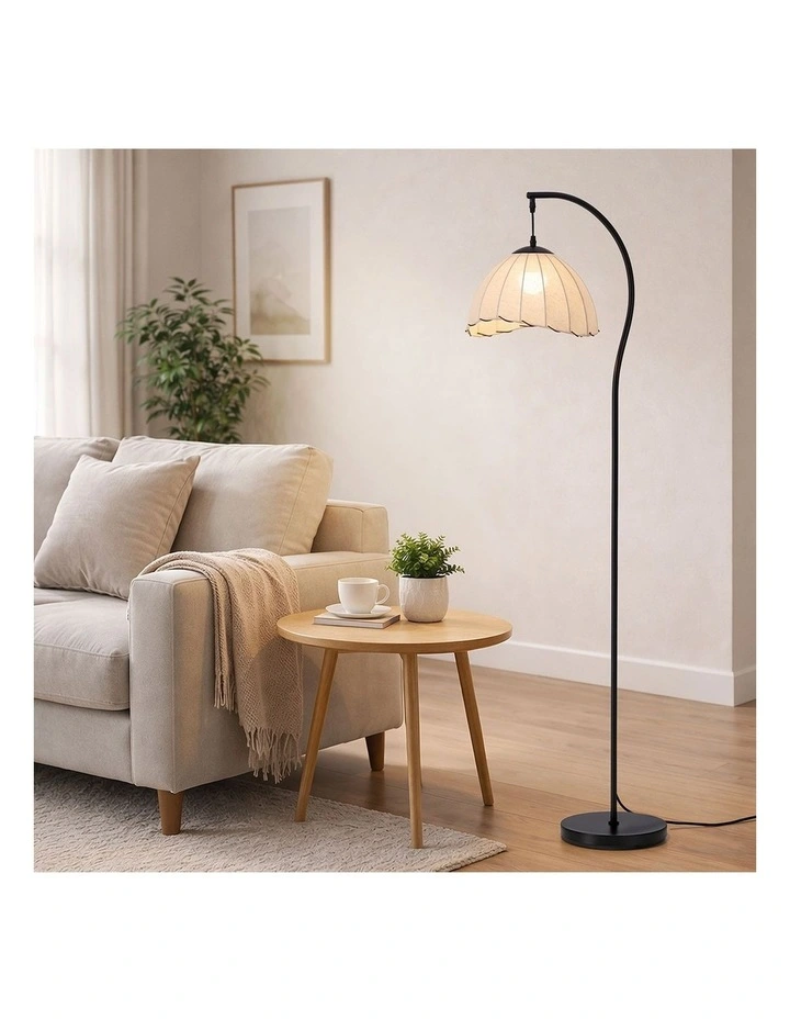 Oikiture Retro Floor Lamps Standing Lamp Fabric Shape Metal Frame image 7
