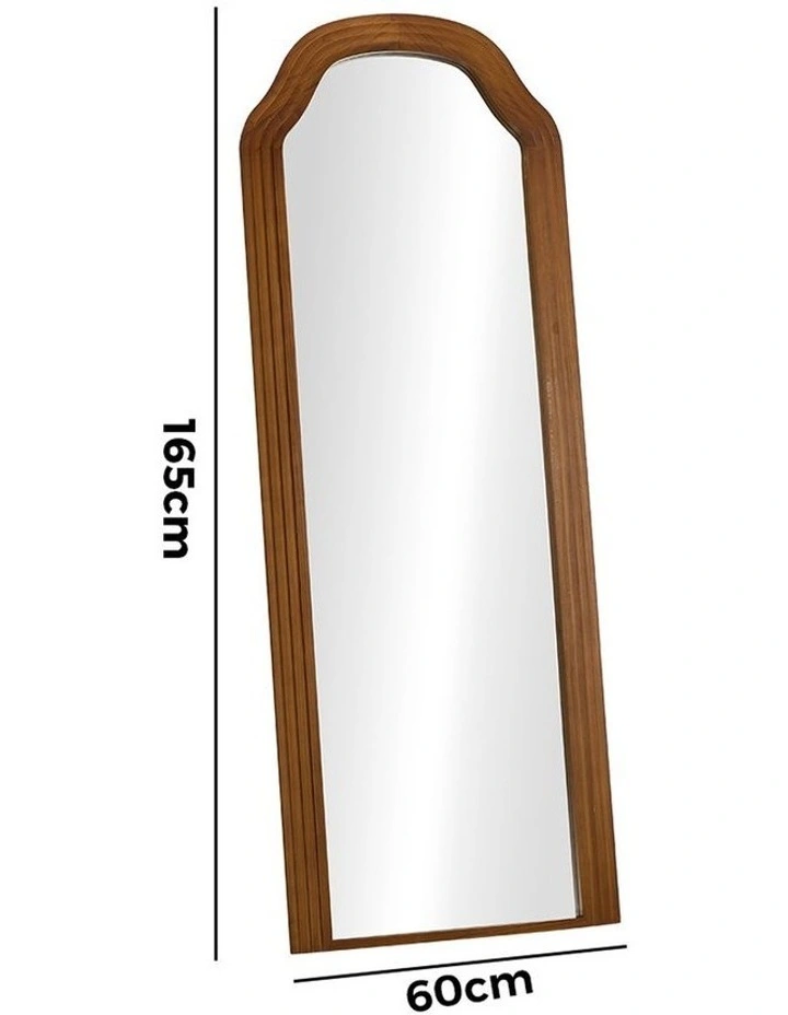 Oikiture Full Length Mirror Floor Makeup Mirrors 165x60cm Walnut Wood Bedroom image 3