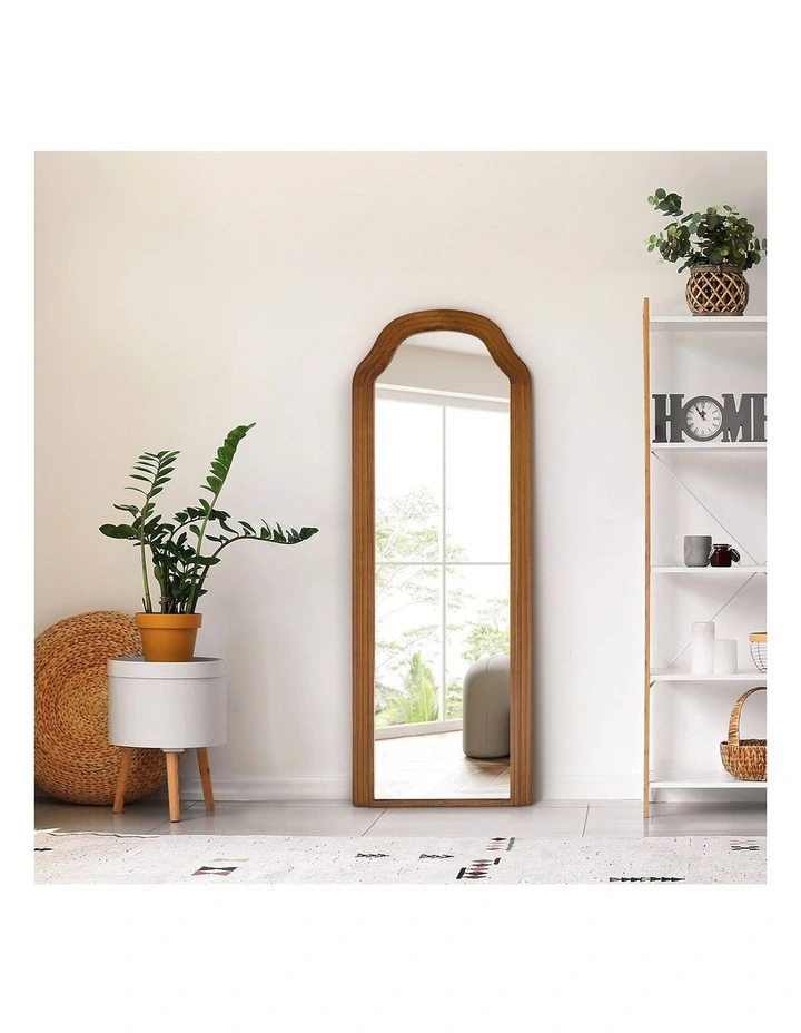 Oikiture Full Length Mirror Floor Makeup Mirrors 165x60cm Walnut Wood Bedroom image 7