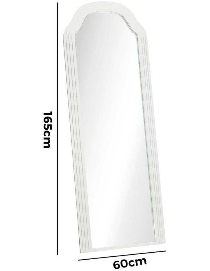 Oikiture Full Length Mirror Floor Makeup Mirrors 165x60cm White Wood Bedroom image 3