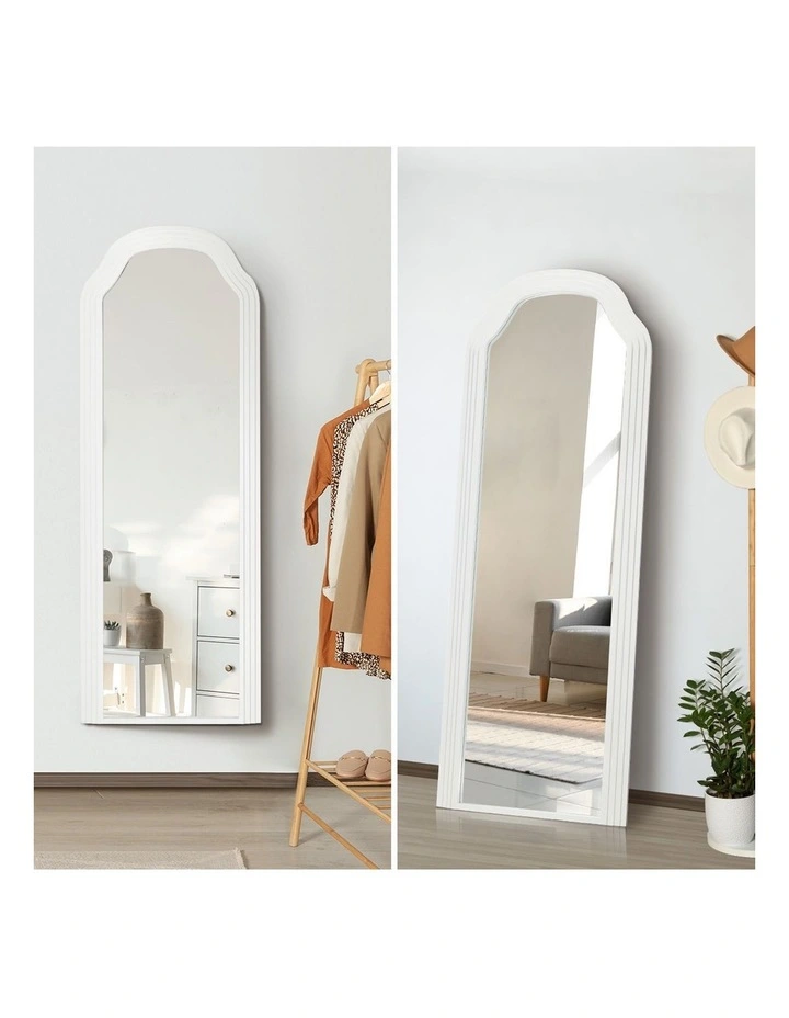 Oikiture Full Length Mirror Floor Makeup Mirrors 165x60cm White Wood Bedroom image 6