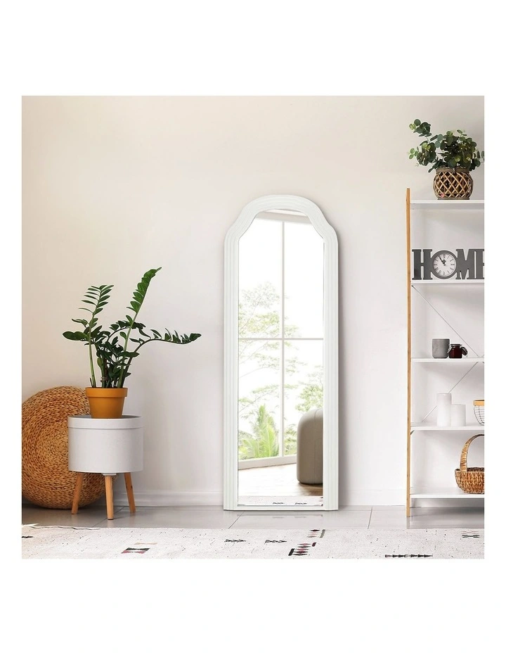 Oikiture Full Length Mirror Floor Makeup Mirrors 165x60cm White Wood Bedroom image 7