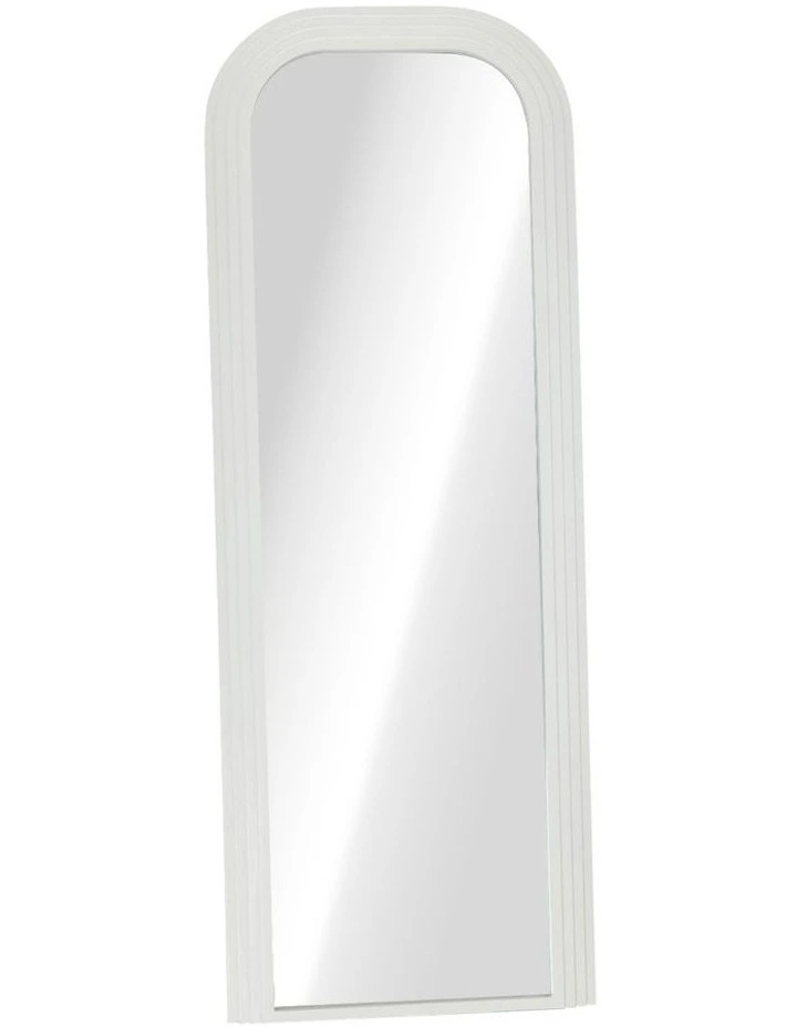 Oikiture Full Length Arch Mirror 165x60cm White Wood Top Rounded Corner Bedroom image 1