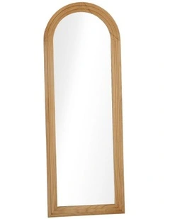 Oikiture Full Length Arch Mirror 165x60cm Natural Wood Wall Mounted Home Decor