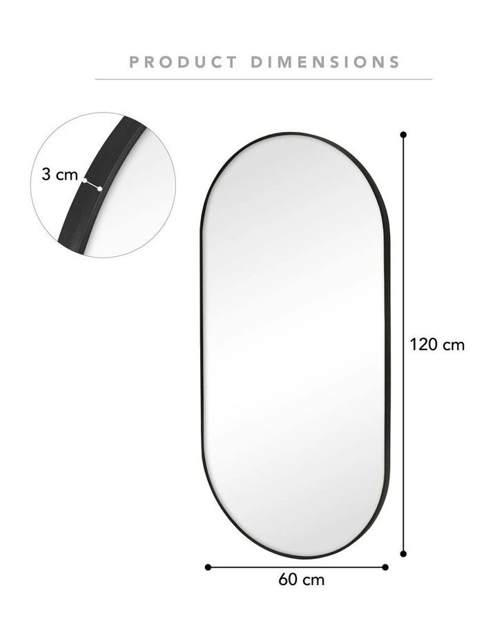 Cooper & Co. Zoe 120cm Oval Aluminium Mirror Black image 6