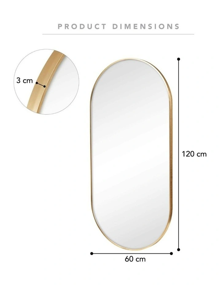 Zoe 120cm Oval Aluminium Mirror Gold image 5