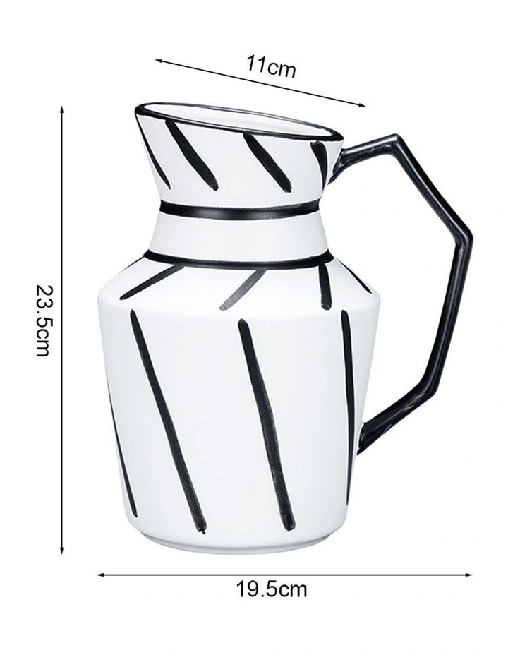 SOGA 2 Pack 24cm Striped Ceramic Pitcher Vases image 5
