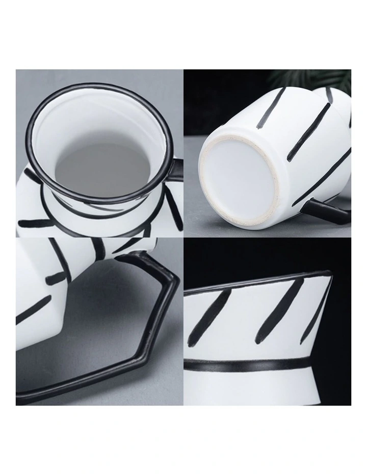 SOGA 2 Pack 24cm Striped Ceramic Pitcher Vases image 7