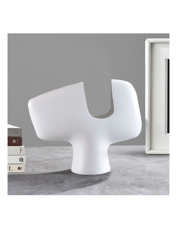 SOGA 35cm White Curved Sculptural Ceramic Vase image 3