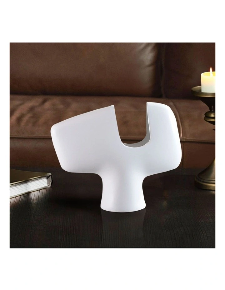SOGA 35cm White Curved Sculptural Ceramic Vase image 6