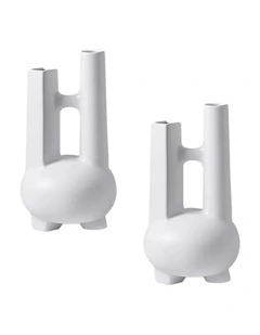 SOGA 2 Pack Double-Tube Geometric Decorative Vases