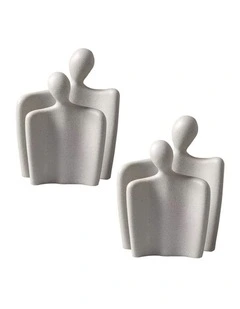 SOGA 2X Ornament Set of 2 Abstract Human Figurine Sculptures Minimalist Modern Art Statues for Home