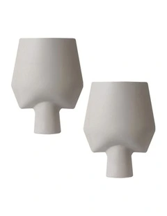 SOGA 2 Pack 43cm Abstract Square Ceramic Vases