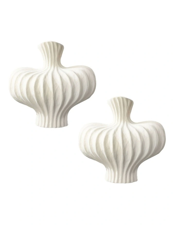 SOGA 2 Pack 24cm Matte White Ceramic Vases image 1