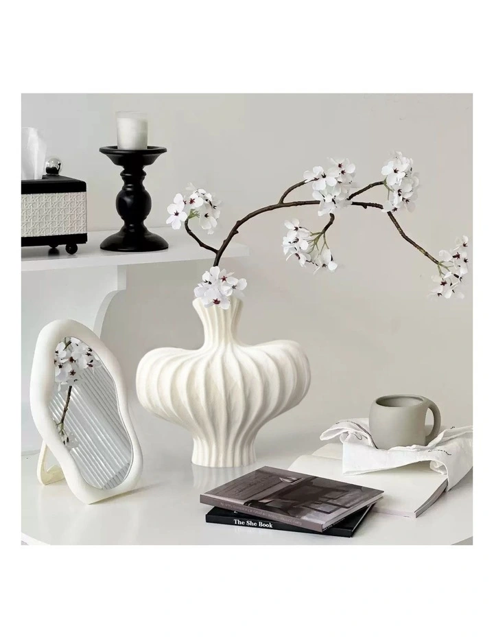 SOGA 2 Pack 24cm Matte White Ceramic Vases image 2