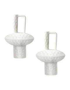 SOGA 2 Pack 30cm White Modern Ceramic Vases
