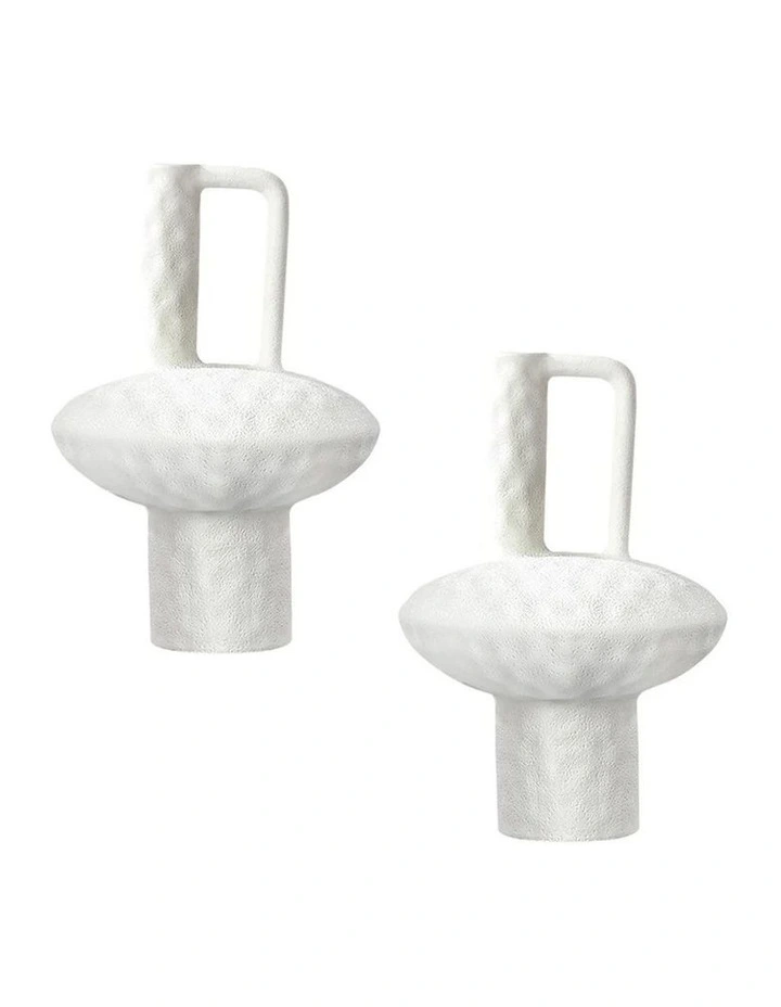 SOGA 2 Pack 30cm White Modern Ceramic Vases image 1