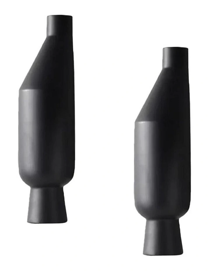 SOGA 2 Pack 52cm Tall Black Minimalist Ceramic Vases image 1