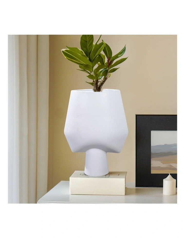 SOGA 2 Pack 43cm White Abstract Square Ceramic Vases image 6