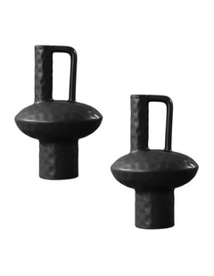 SOGA 2 Pack 30cm Black Modern Ceramic Vases