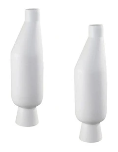 SOGA 2 Pack 52cm Tall White Minimalist Ceramic Vases