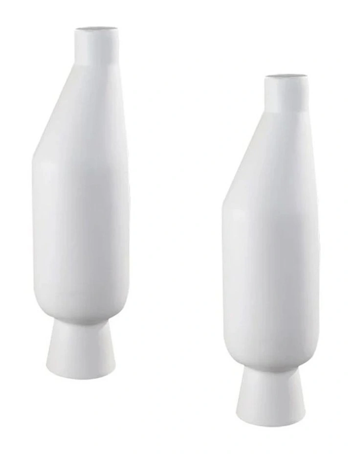 SOGA 2 Pack 52cm Tall White Minimalist Ceramic Vases image 1
