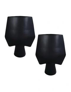 SOGA 2 Pack 43cm White Abstract Ceramic Vases