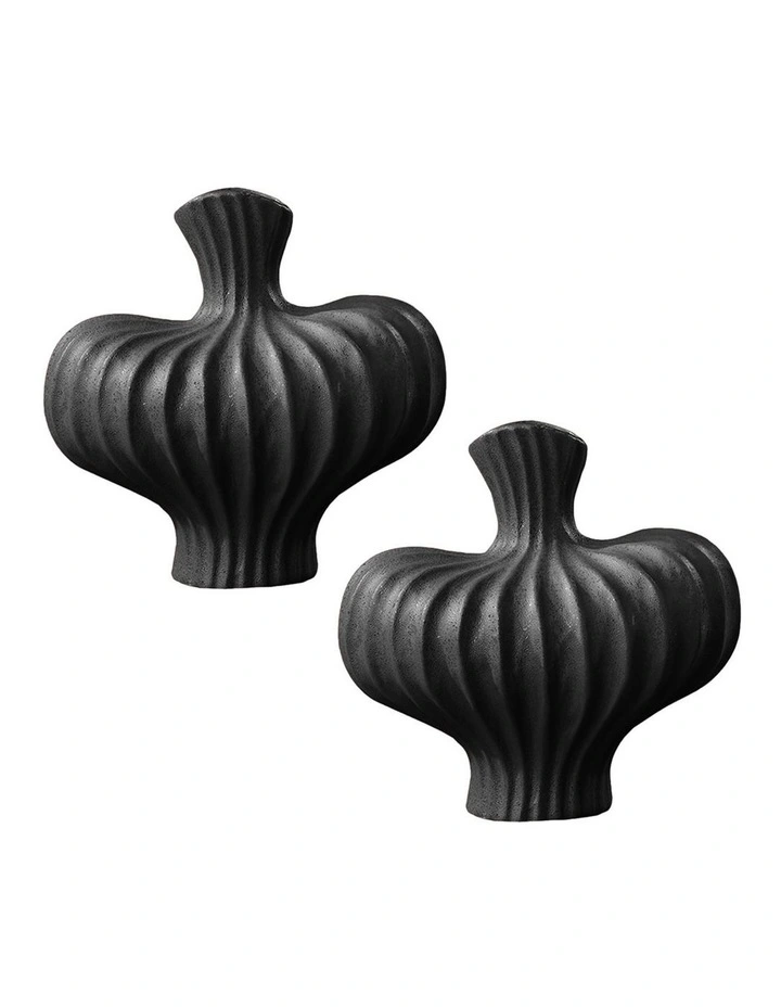 SOGA 2 Pack 24cm Matte Black Ceramic Vases image 1