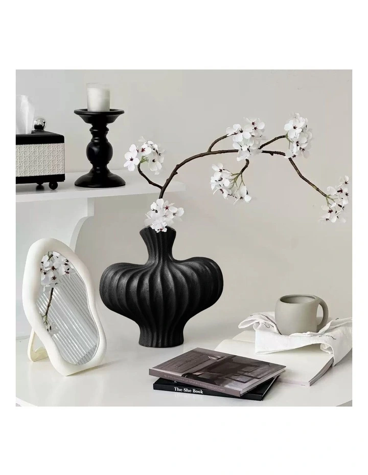 SOGA 2 Pack 24cm Matte Black Ceramic Vases image 2