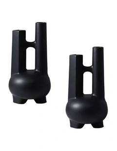 SOGA 2X Ornament Modern Geometric Vase Minimalist Double Tube Abstract Sculpture for Home Decor