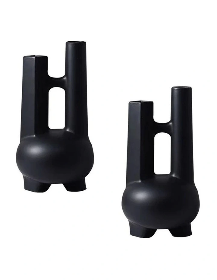 SOGA 2X Ornament Modern Geometric Vase Minimalist Double Tube Abstract Sculpture for Home Decor image 1