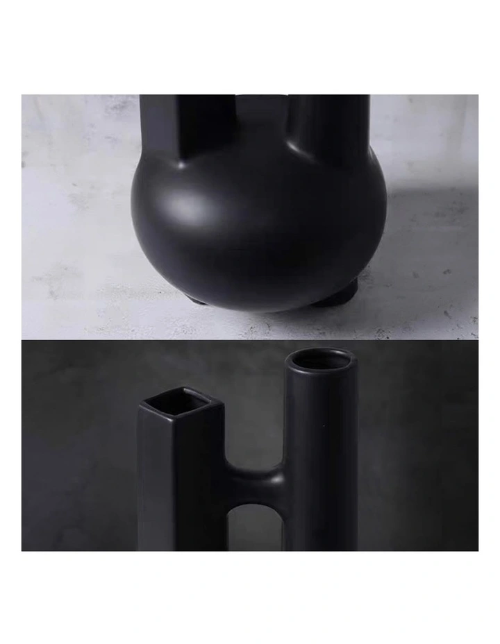 SOGA 2X Ornament Modern Geometric Vase Minimalist Double Tube Abstract Sculpture for Home Decor image 6