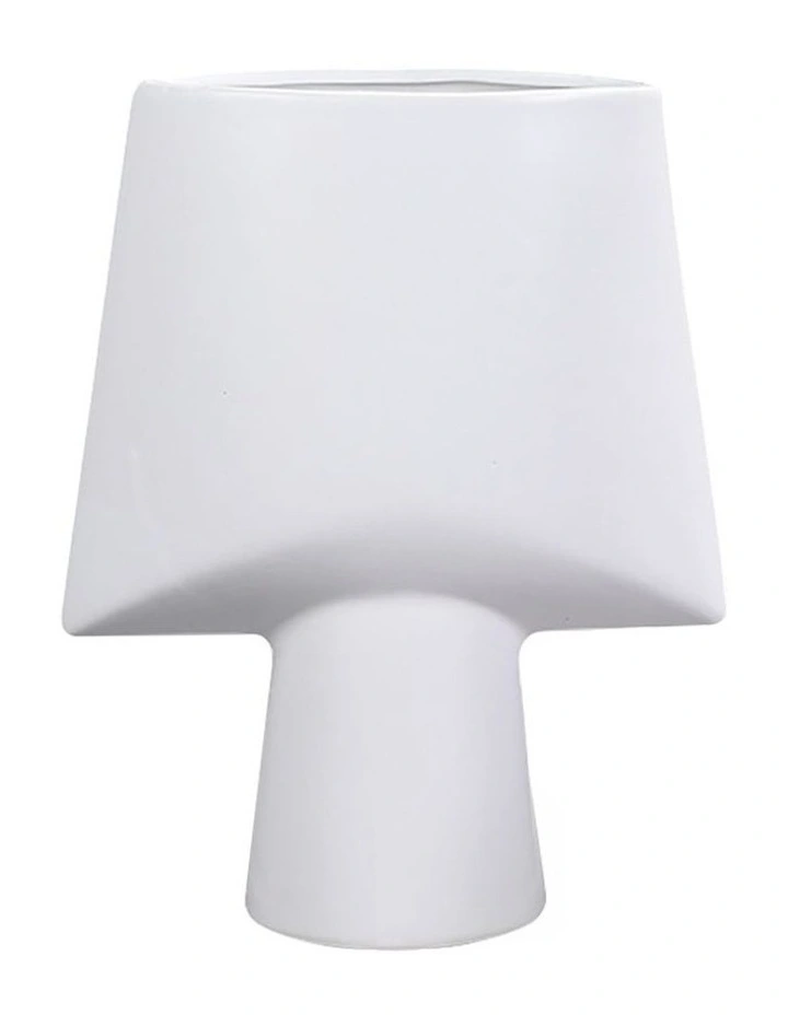 SOGA 26cm White Geometric Ceramic Vase image 1