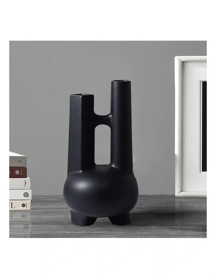 SOGA Modern Double-Tube Geometric Decorative Vase image 3
