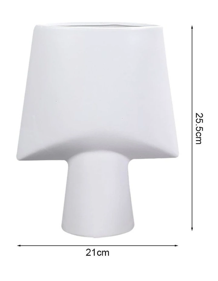 SOGA 2 Pack 26cm White Geometric Ceramic Vases image 5